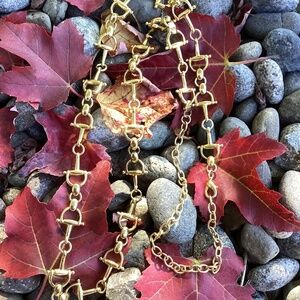 Beautiful Gold Tone Snaffle Bit Link Design Necklace/Belt
